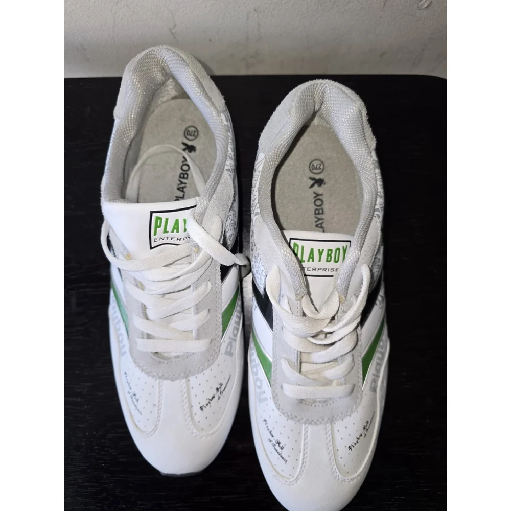 Playboy Bunny Sneaker Shoes White, Slight Green. Size 9. It's Fire 🔥